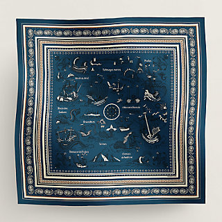 Tatouages Marins Bandana shawl 140 - Blue | Hermès Canada
